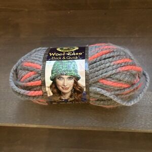Lion Brand Wool-Ease Thick Quick Yarn Super Bulky 87 yd Monarch Wool Orange Gray